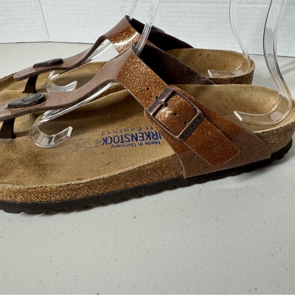 Birkenstock Gizeh Brown Comfort Summer Glitter Leather Sandals  Size 40 - Picture 3 of 14